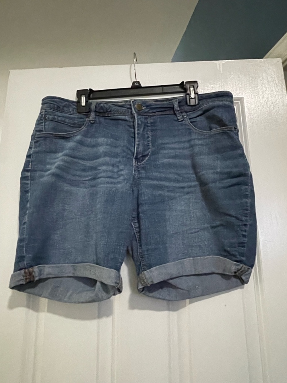 Faded Glory Medium Blue Rolled-Hem Jean Shorts